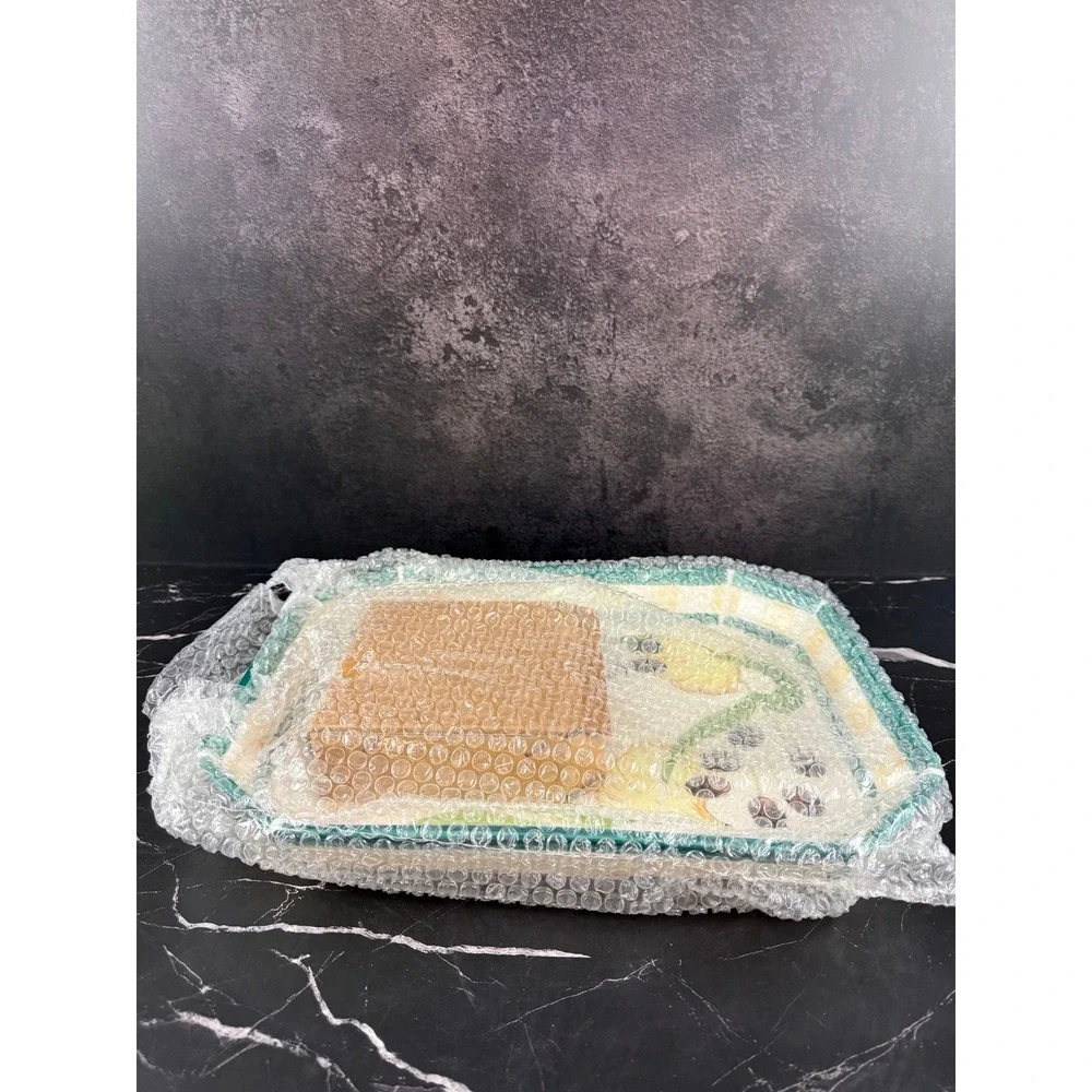 VTG NEW in Box 1996 Clay Art 2-Piece Chip and Dip Set Olive Garlic Design